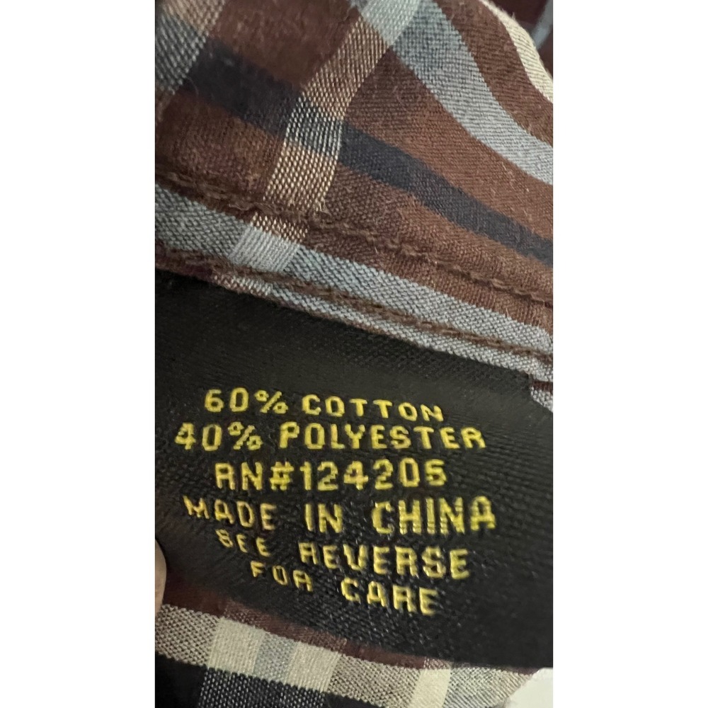 Work n Sport Mens Plaid Button Down Shirt 📍Lot of 2📍Red Brown XLT Long Sleeve - Picture 8 of 11
